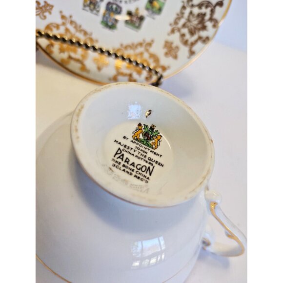 Vintage Paragon Cup & Saucer Canadian Provinces Coats of Arms 1960's  set of 2 - Picture 3 of 12